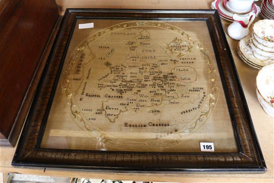 19th Century map sampler signed Catherine Ogilvy